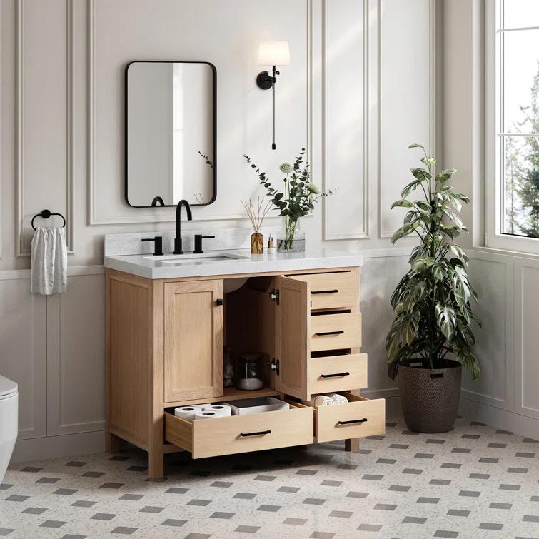 Cambridge 42'' Single Bathroom Vanity with Carrara Marble Top