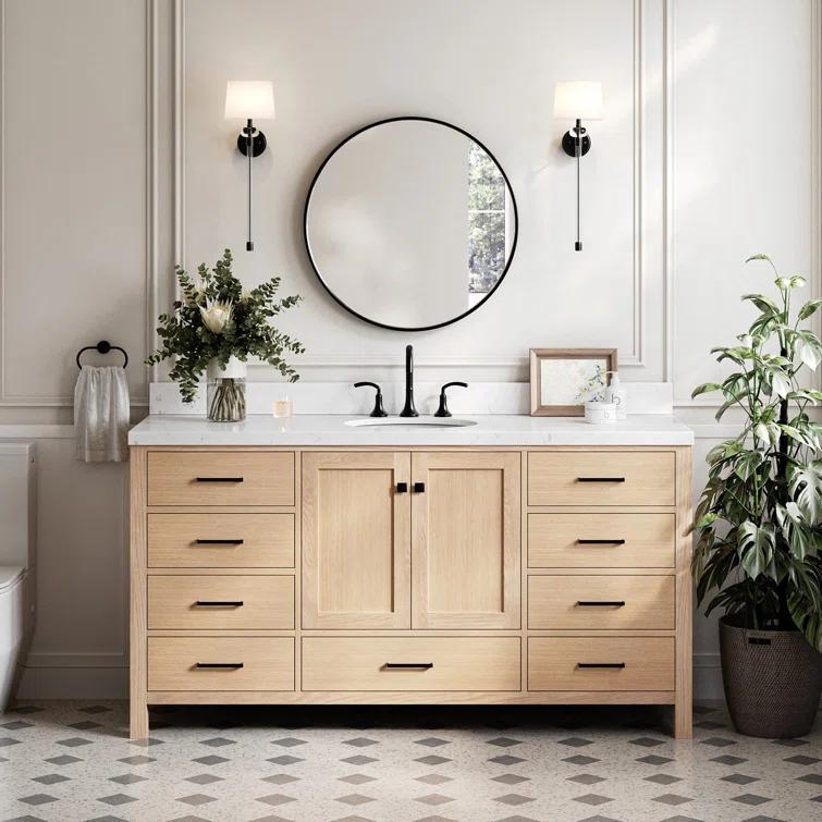 Cambridge 66 in. W x 21.5 in. D x 34.5 in. H Single Bath Vanity Cabinet without Top in Oak