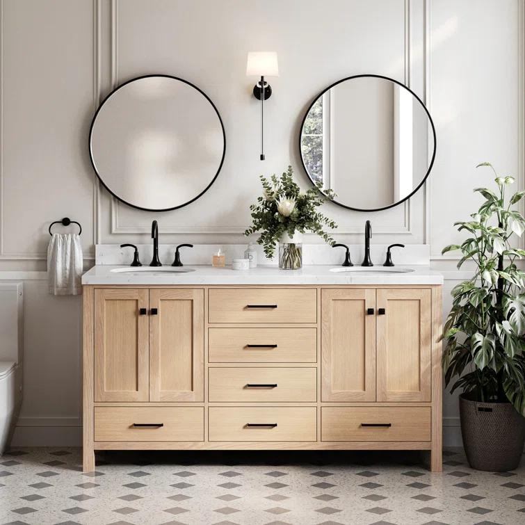66 in. W Bath Vanity Cabinet Without Top in Oak Cambridge 21.5 in. D x 34.5 in. H Double Freestanding