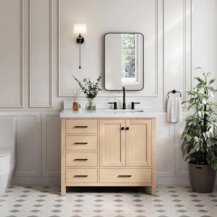 Ariel Bath Cambridge Single Bathroom Vanity with Carrara Marble Top