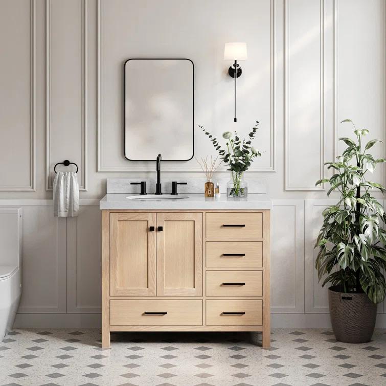 Cambridge 42'' Single Bathroom Vanity with Carrara Marble Top