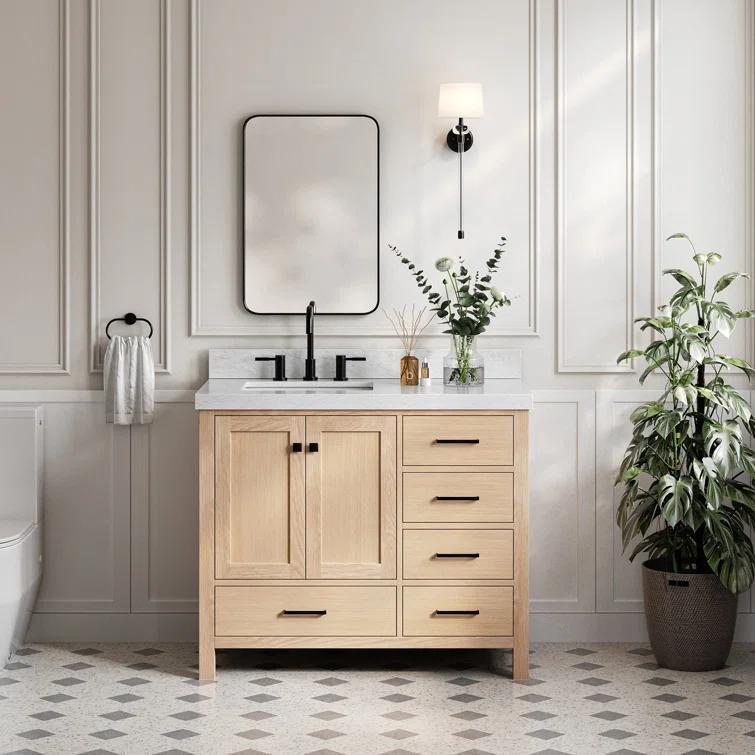 Cambridge 42'' Single Bathroom Vanity with Carrara Marble Top