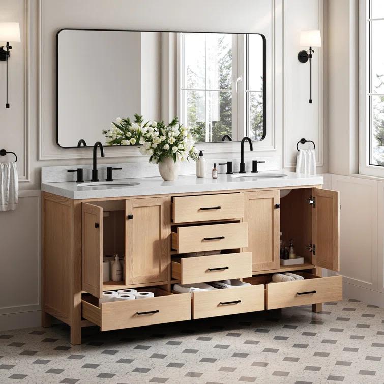 Cambridge 72'' Double Bathroom Vanity with Carrara Marble Top