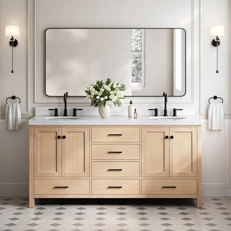 Cambridge 72'' Double Bathroom Vanity with Carrara Marble Top