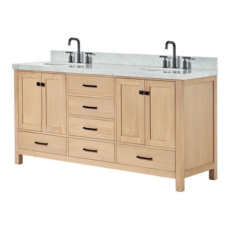 Cambridge 72'' Double Bathroom Vanity with Carrara Marble Top