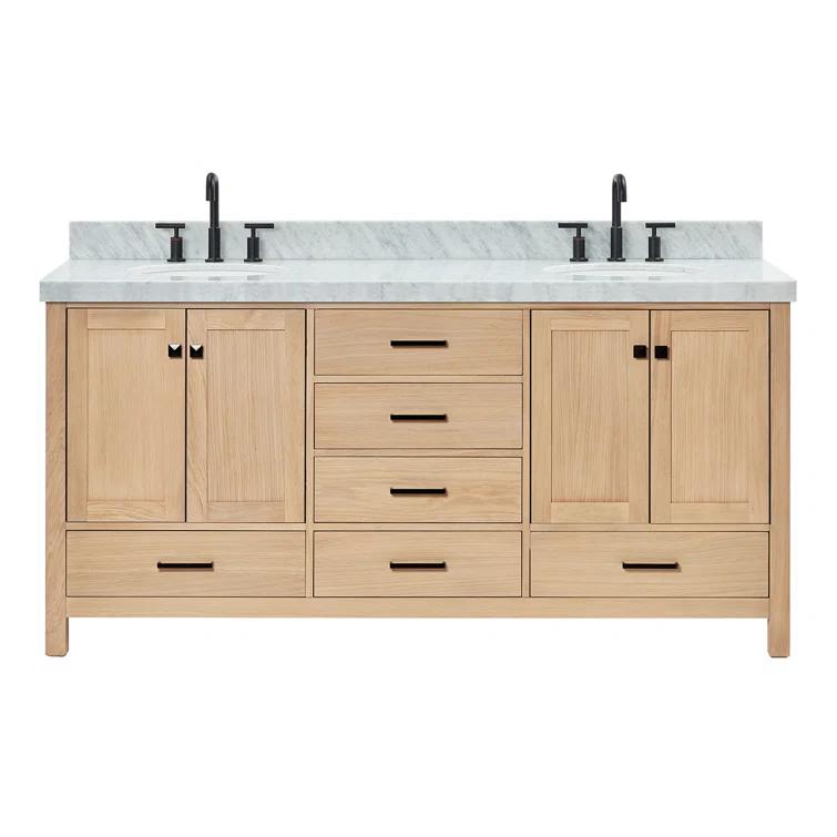Cambridge 72'' Double Bathroom Vanity with Carrara Marble Top
