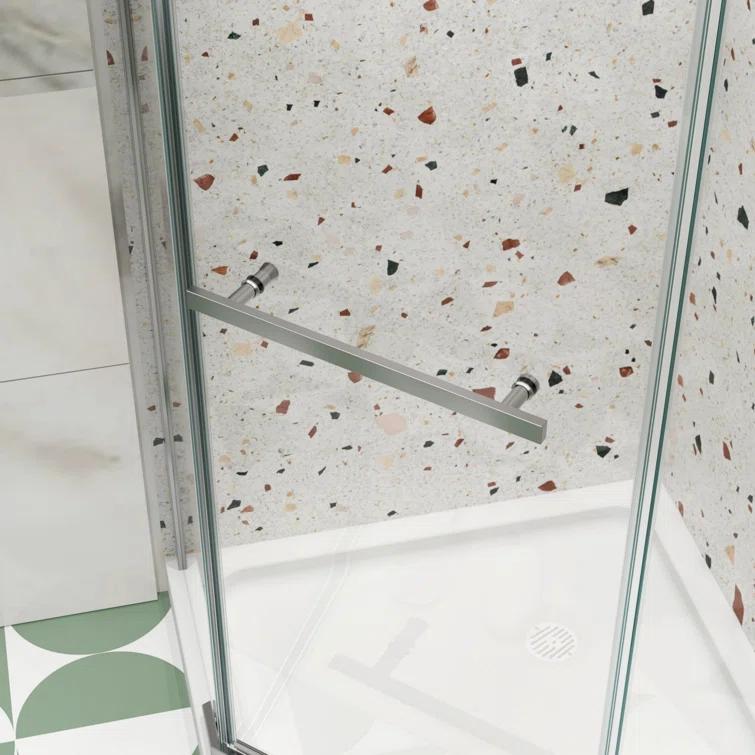 34.75"W x 72"H Swivel Shower Door with 1/4’ Tempered Glass, Frameless Shower Enclosure