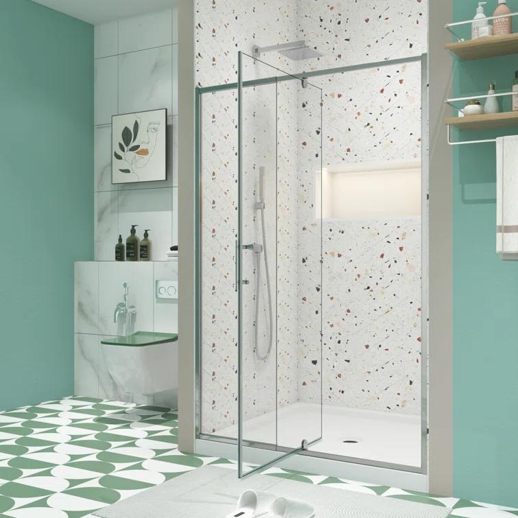 RAY'S RUGS & FLOORING LLC 12RRFR142461LTS 38-42" W x 71" H Pivot Frame Sliding Shower Door with 6mm Tempered Glass
