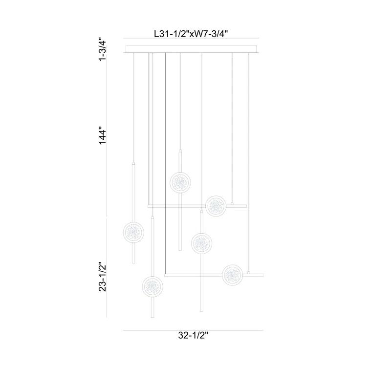 Barletta 6 - Light Dimmable LED Linear Chandelier
