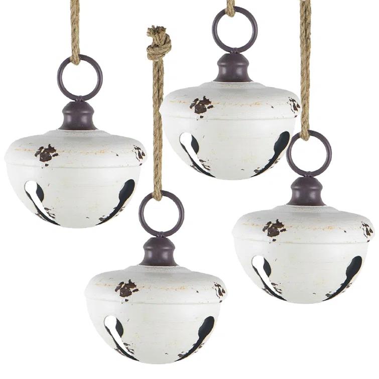 A&B Home Farmhouse Bell Ornament Set of 4 8.5"Dia. x 10" White (Set of 4)