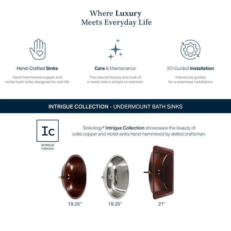 Sinkology Curie 21" Undermount Bathroom Sink in Copper SB206-21AG