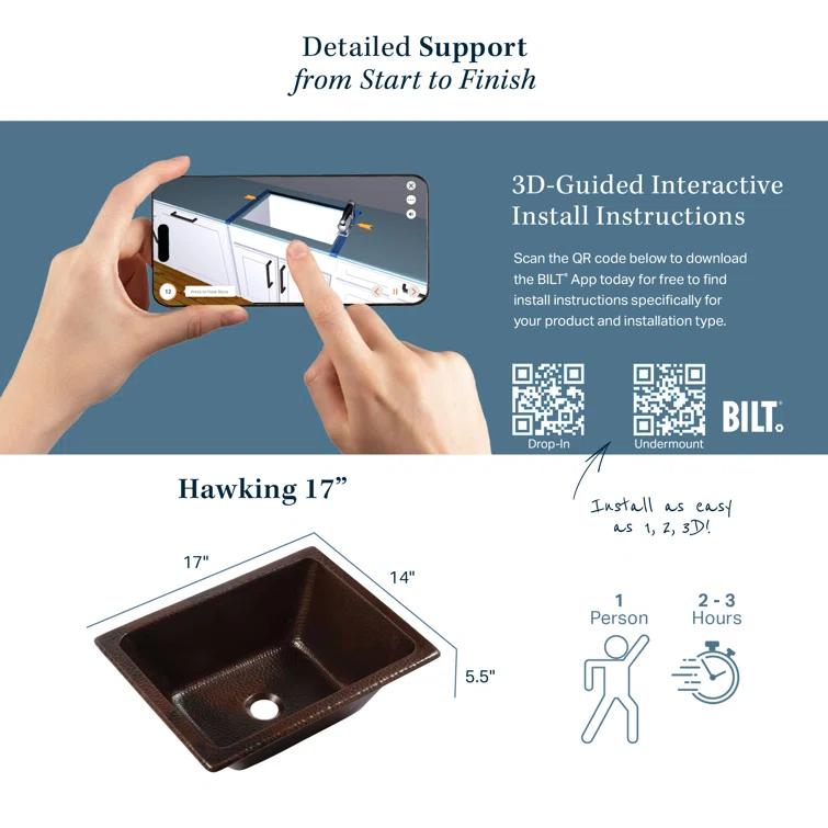 Hawking 17" Dual Flex Bathroom Sink in Copper