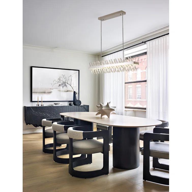Chrome and Crystal 40" LED Rectangle Chandelier
