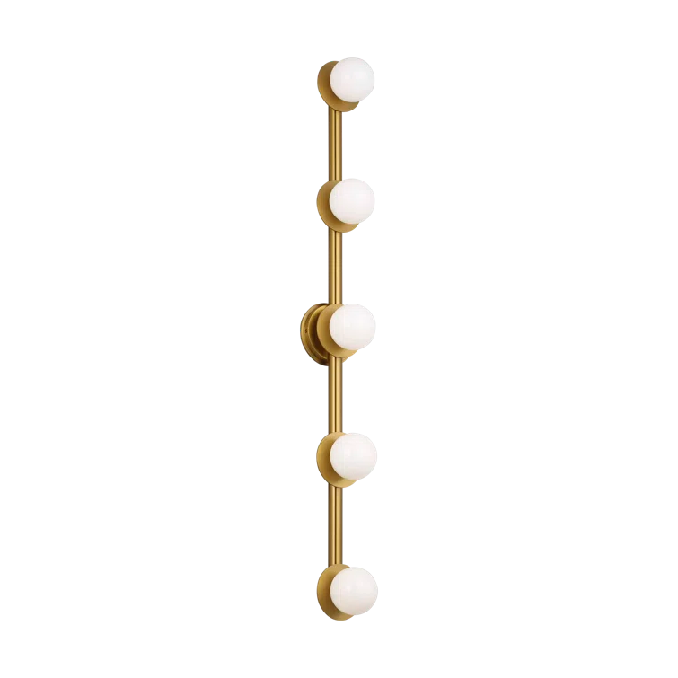 Visual Comfort Studio Nodes Contemporary 5-light Wall Bath Fixture with milk glass shades | Birch Lane