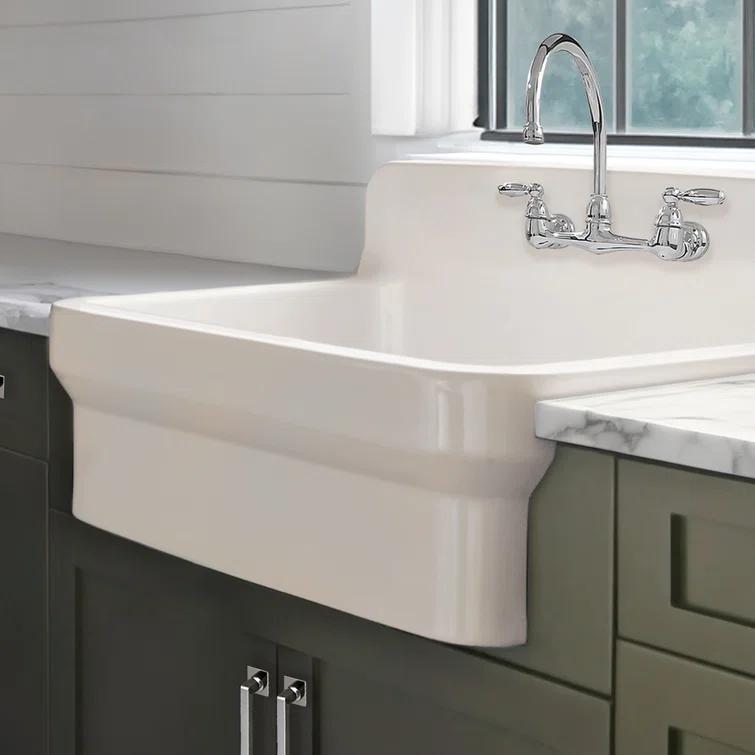 Whitehaus Old Fashioned Country Fireclay Utility Sink with High Backsplash
