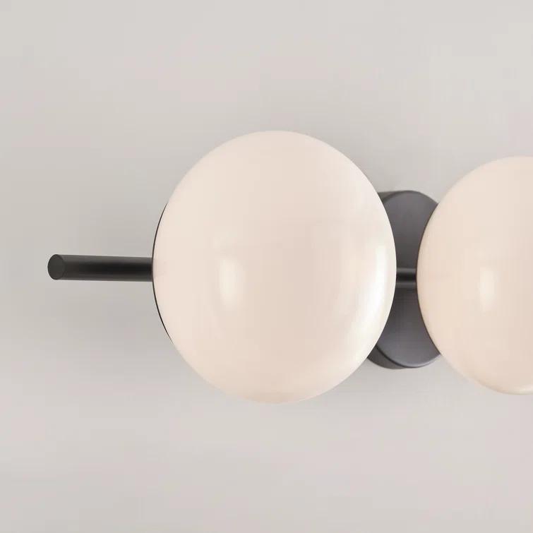 Aged Iron and Milk White Glass 3-Light Vanity Fixture