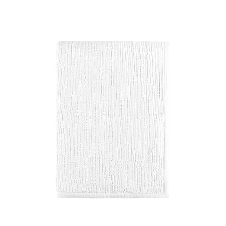 White Sherpa Cotton Linen Blend Weighted Throw Blanket