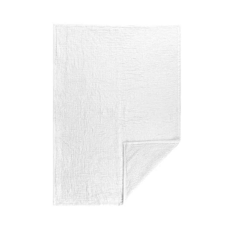 White Sherpa Cotton Linen Blend Weighted Throw Blanket