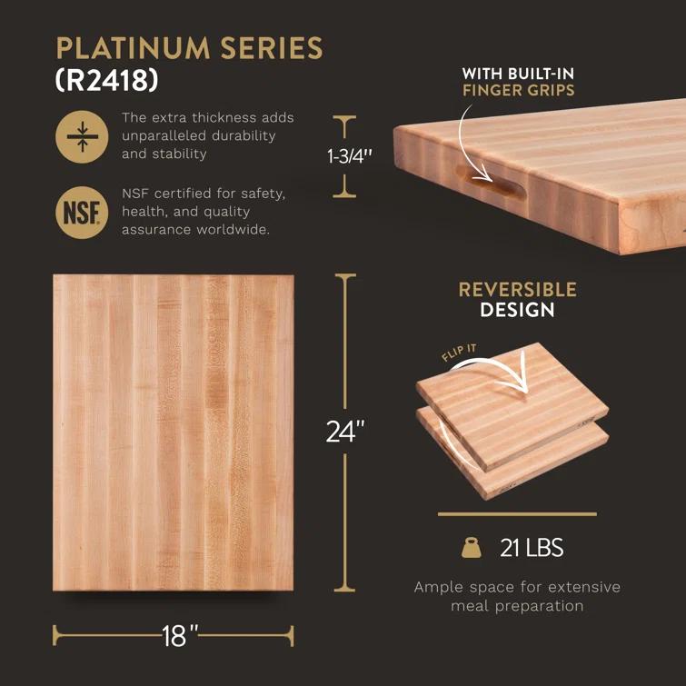 John Boos John Boos Platinum Series Reversible Wood Cutting Board, Maple