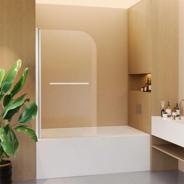 Dimorphos 11DD161820LL 31"W x 55"H Bathroom Pivot Bi-Fold Shower Tub Door Panel Reversible Installation
