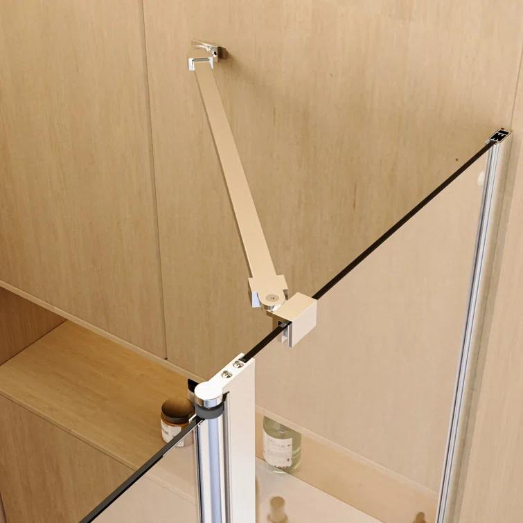 43"W x 58"H Frameless Folding Pivot Bathtub Door with 6mm Thick Clear Tempered Glass Door