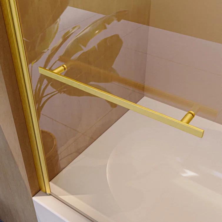 31"W x 55"H Frameless Folding Pivot Shower Tub Door Reversible Installation