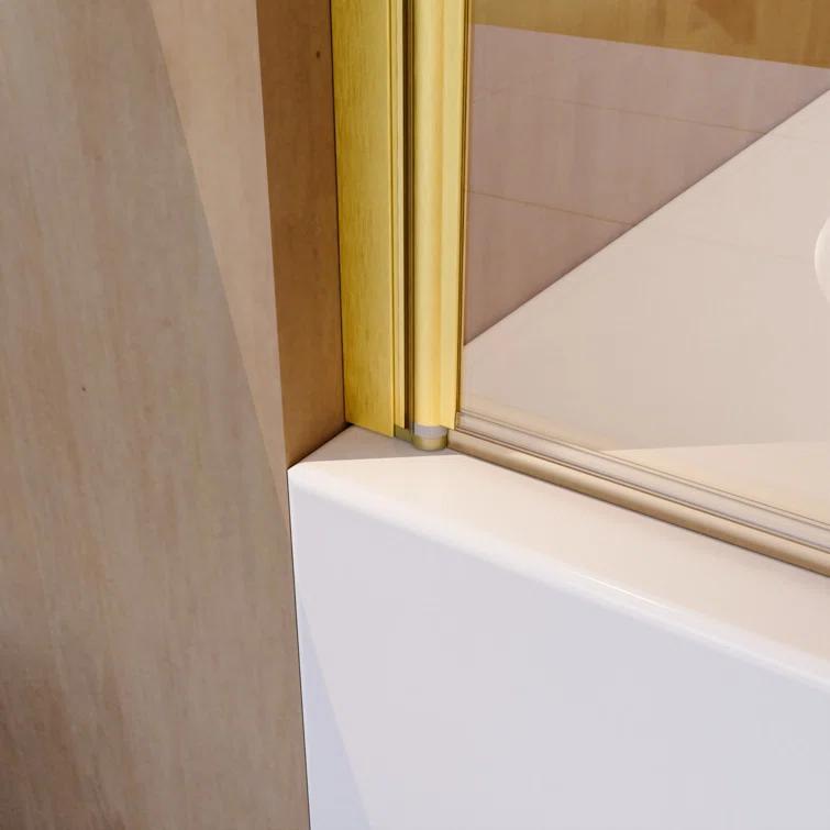 31"W x 55"H Frameless Folding Pivot Shower Tub Door Reversible Installation