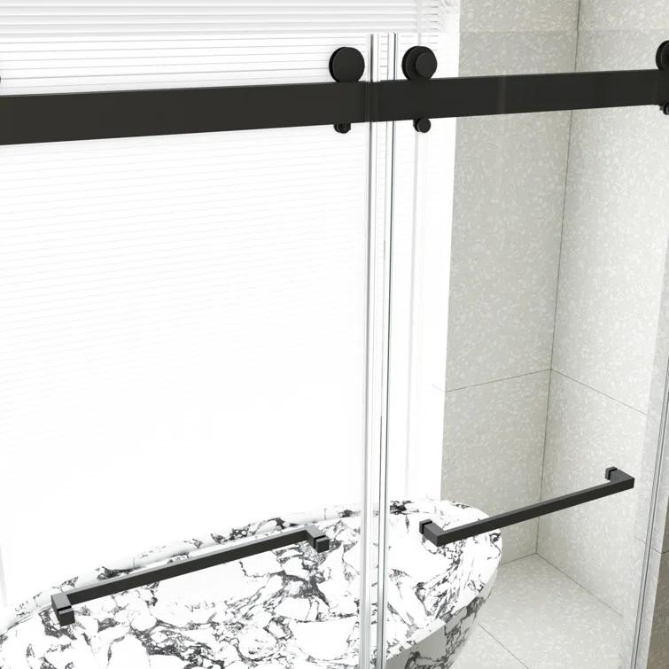 Dimorphos 56-60"W x 76"H Frameless Double Sliding Shower Door with 10mm Tempered Glass Door 11DD161822LL