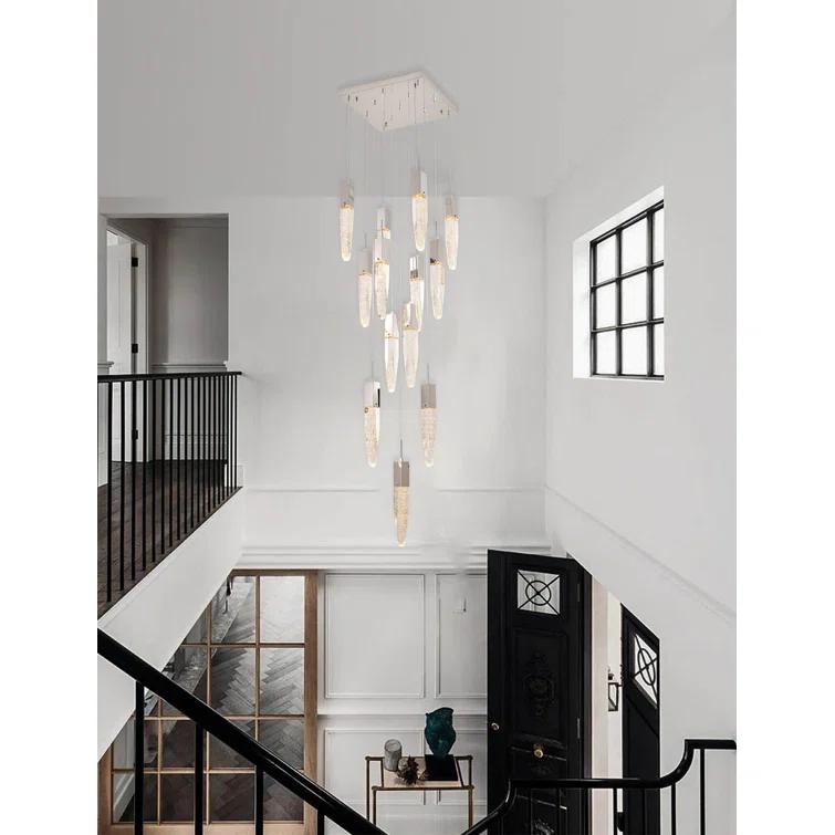 Chrome 13-Light Geometric Chandelier with Crystal Accents