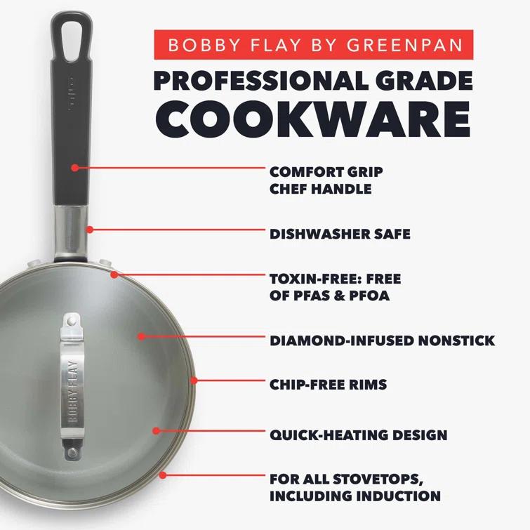GreenPan Bobby Flay by GreenPan Professional Grade Ceramic Nonstick 2.53QT Saucepan with Lid