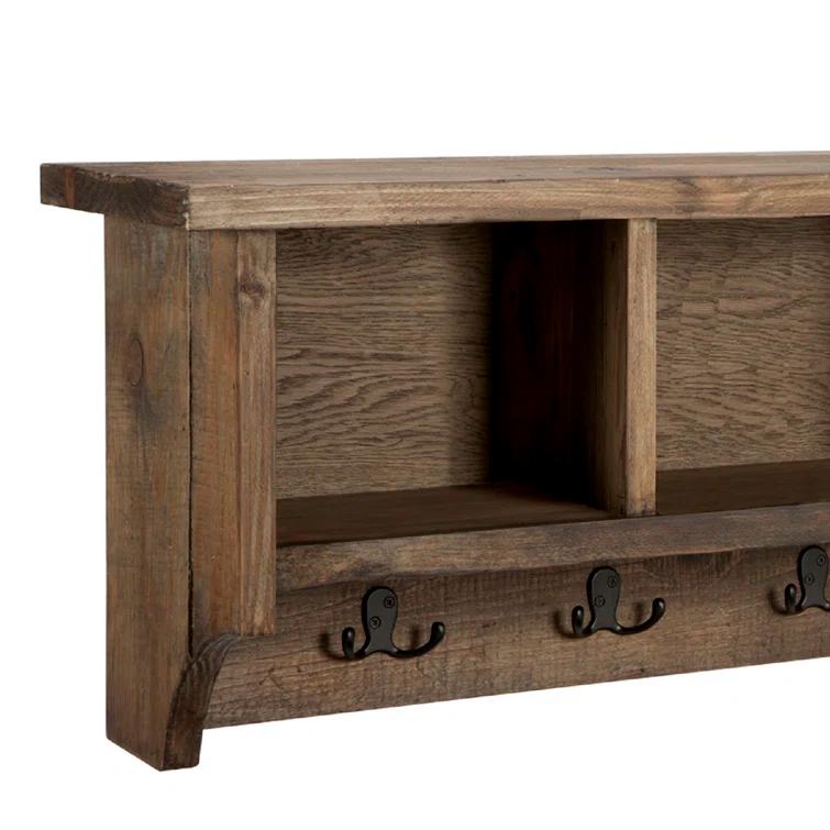 Alaterre Modesto 48" Reclaimed Wood Entryway Wall Coat Hooks with Storage Cubbies