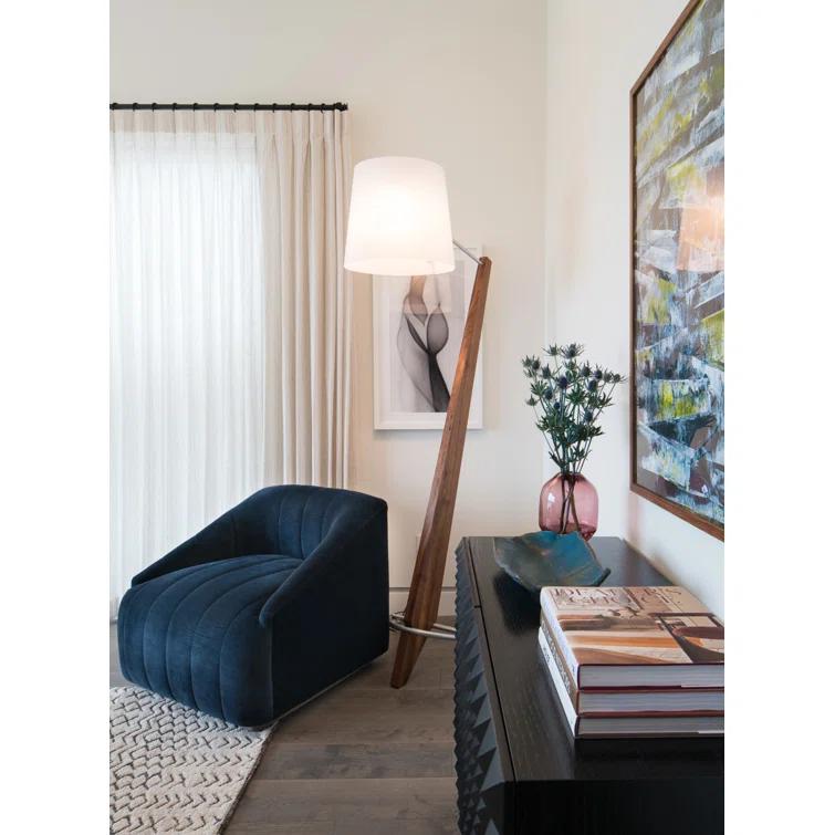 Silva Dark Stained Walnut Floor Lamp with Linen Shade