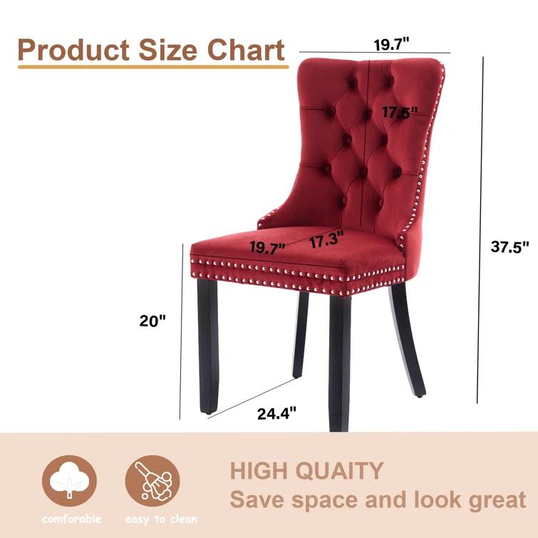 High-end Tufted Velvet Upholstered Nailhead Dining Chair