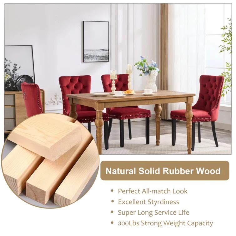 High-end Tufted Velvet Upholstered Nailhead Dining Chair