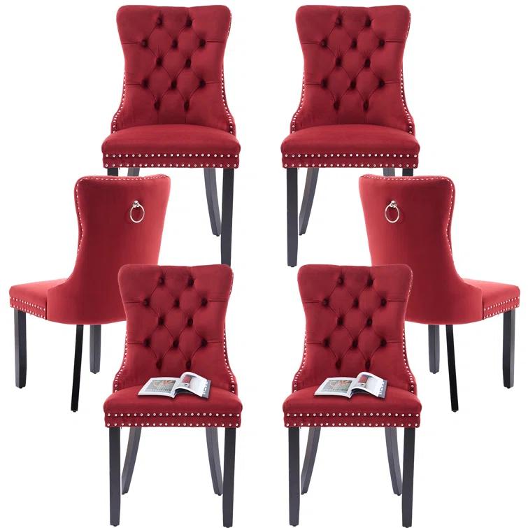 High-end Tufted Velvet Upholstered Nailhead Dining Chair