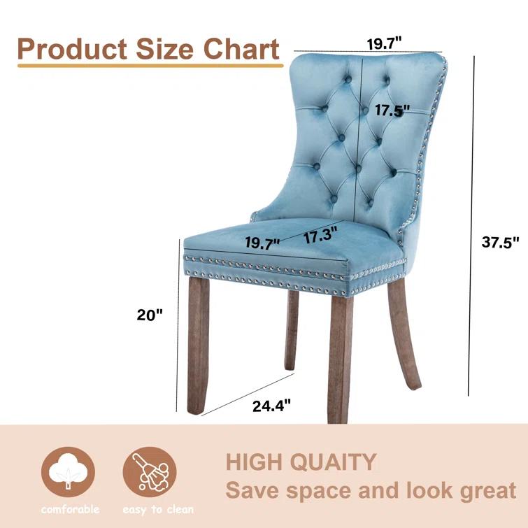 High-end Tufted Velvet Upholstered Nailhead Dining Chair