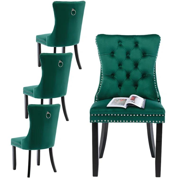 High-end Tufted Velvet Upholstered Nailhead Dining Chair