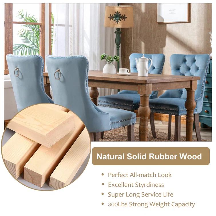 High-end Tufted Velvet Upholstered Nailhead Dining Chair