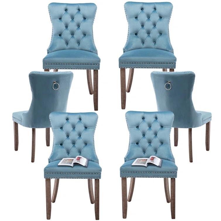 High-end Tufted Velvet Upholstered Nailhead Dining Chair