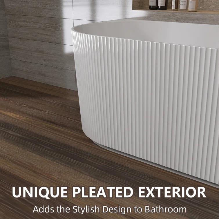 ZEAFIVE WZ48-GW59-R 59" X 30" Freestanding Corner Soaking Acrylic Bathtub