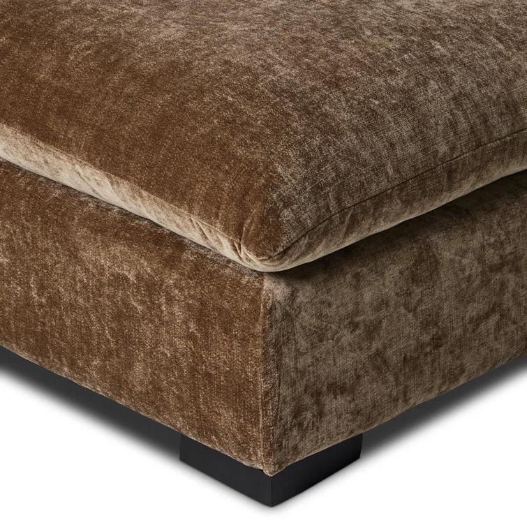 Ashby Oatmeal Armless Sofa with Espresso Wood Base