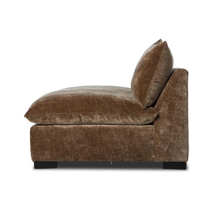 Ashby Oatmeal Armless Sofa with Espresso Wood Base