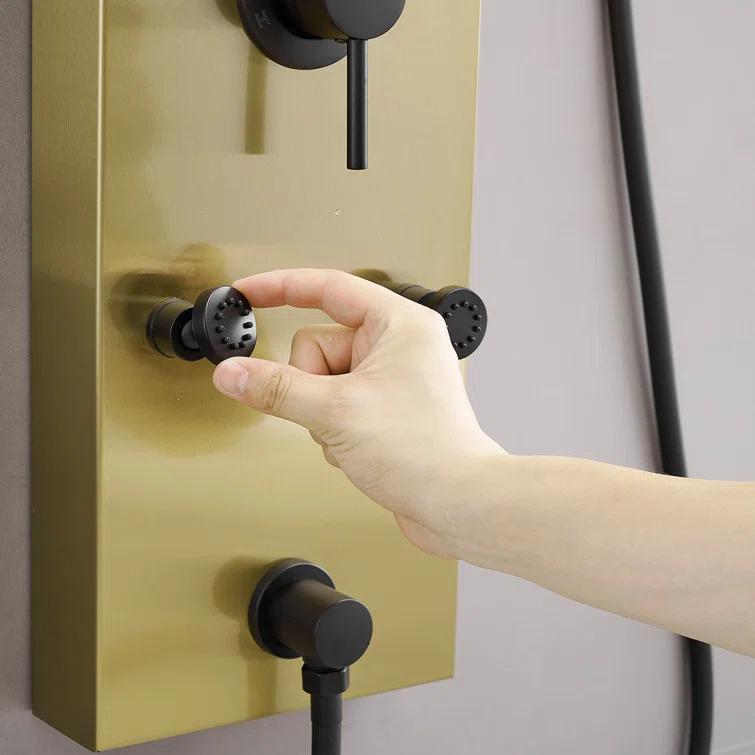 VIBRANTBATH 8-Jet Rainfall Shower Tower Shower Panel System With Rainfall Waterfall Shower Head And Shower Hand In Brushed Nickel YTP33-BGK