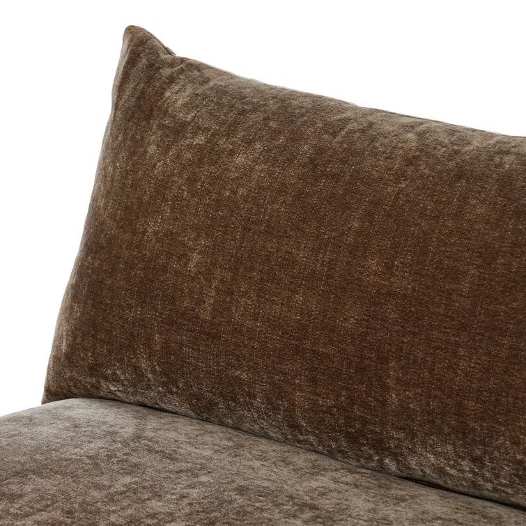 Ashby Oatmeal Armless Sofa with Espresso Wood Base