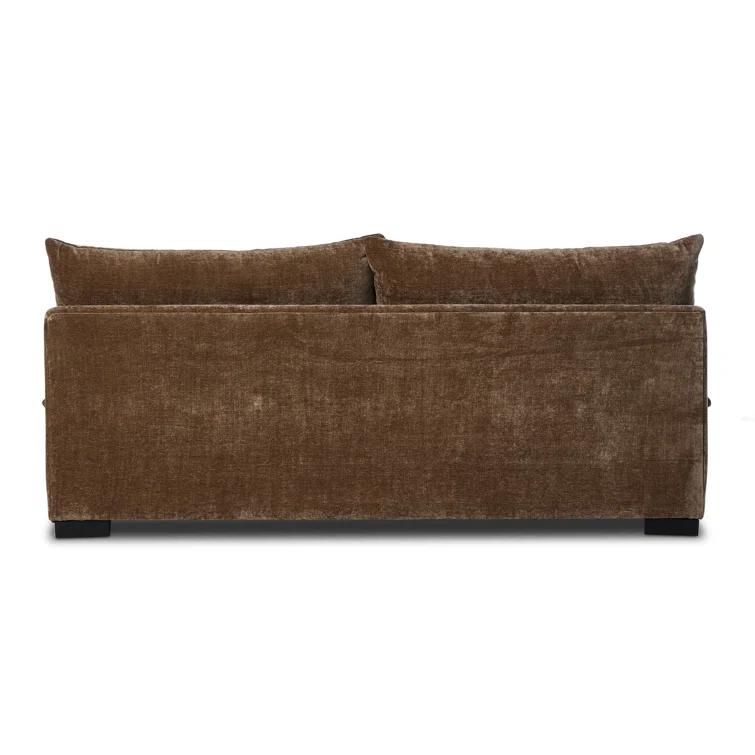 Ashby Oatmeal Armless Sofa with Espresso Wood Base