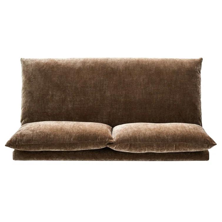 Ashby Oatmeal Armless Sofa with Espresso Wood Base
