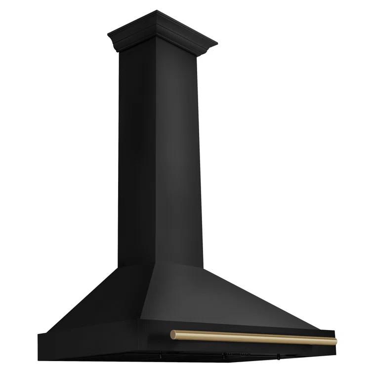 ZLINE ZLINE 36 in. Autograph Edition Black Stainless Steel Wall Mount Range Hood W/ Accent Handle BSKB4Z-36-CB