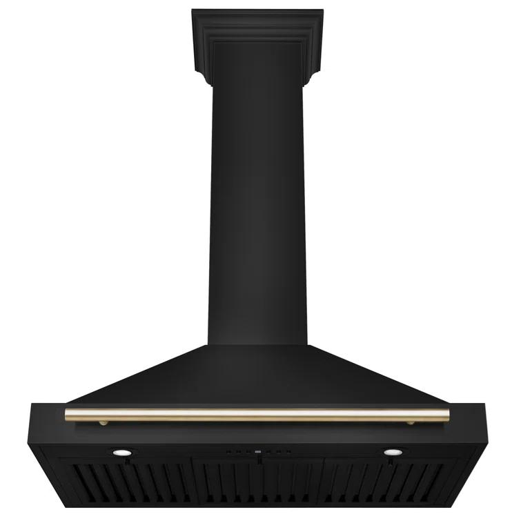 ZLINE ZLINE 36 in. Autograph Edition Black Stainless Steel Wall Mount Range Hood W/ Accent Handle BSKB4Z-36-G