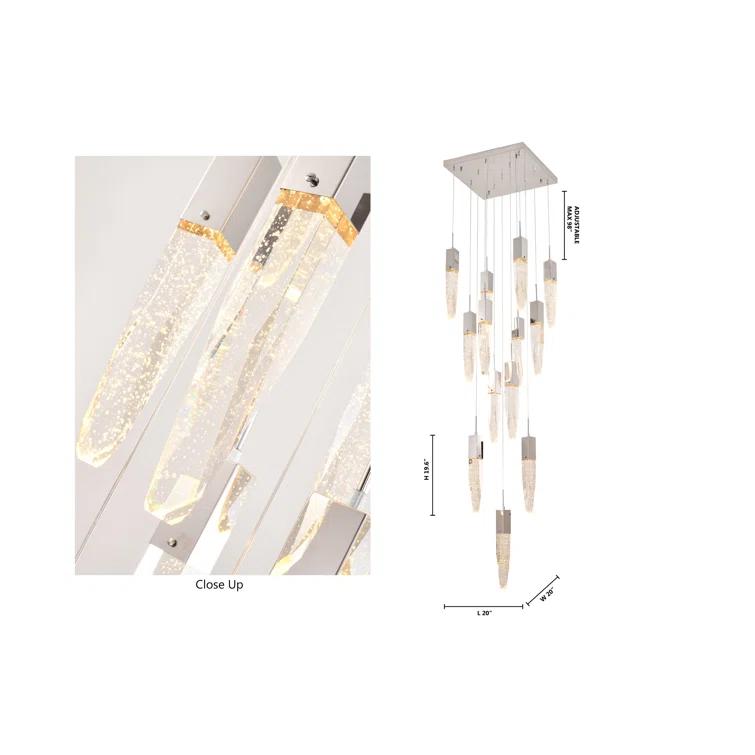 Chrome 13-Light Geometric Chandelier with Crystal Accents