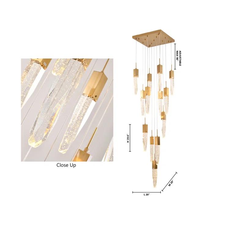 Bethel International Chandelier Gold Metal & Crystal
